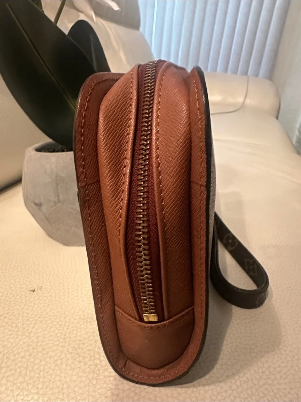 Louis Vuitton Monogram Canvas Wristlet in Brown and Gold